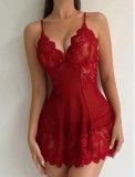 Sexy lace perspective seductive suspender nightdress