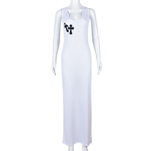 Sexy slim U-neck long dress