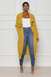 Women's casual solid color long knitted cardigan coat