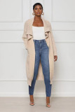 Women's casual solid color long knitted cardigan coat