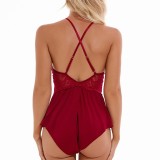 Sexy neck lace perspective one-piece crotch opening temptation suit