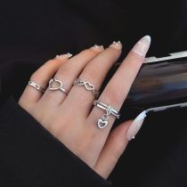 Creative hollow heart ring set of 4 women's ins style simple open forefinger ring