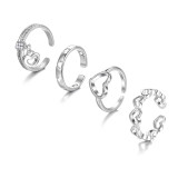 Creative hollow heart ring set of 4 women's ins style simple open forefinger ring