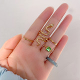 Alloy acrylic joint ring wholesale creative personality diamond inlaid snake shaped ring set 5 pieces