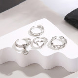 Creative hollow heart ring set of 4 women's ins style simple open forefinger ring