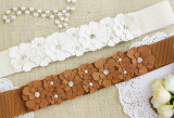 Women's flower elastic belt skirt belt sweet and versatile rhinestone thin waist dress accessories