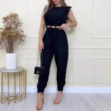 Two piece waist closing short waistcoat high waist leggings fashion casual suit