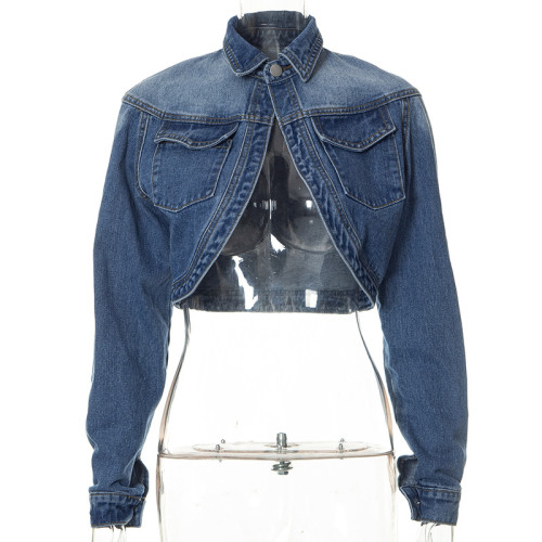 Sexy cardigan casual short denim coat