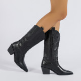 Thick Heel Medium Boots Medium Heel High Boots Women's Boots Large Size Denim Boots