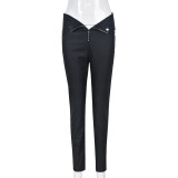 Slim zippered irregular trousers