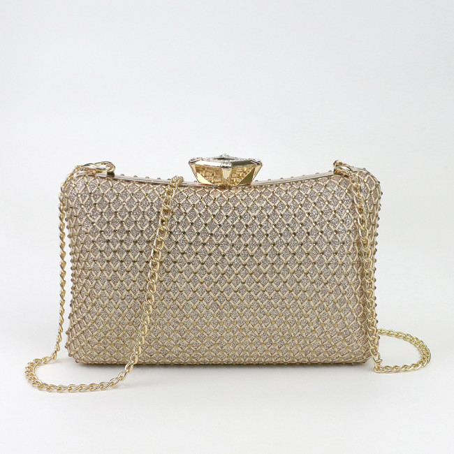 Fashion textured diamond inlaid dinner dress handbag single shoulder messenger chain small bag