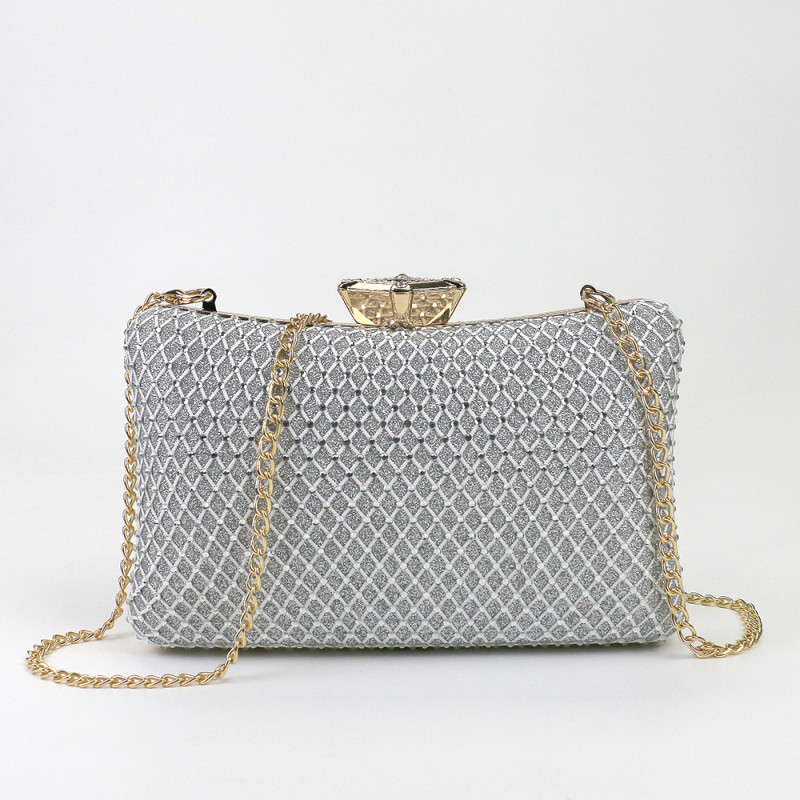 Fashion textured diamond inlaid dinner dress handbag single shoulder messenger chain small bag