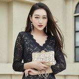 Fashion diamond inlaid dinner handbag One shoulder cross body chain small bag Cross border cross body small bag