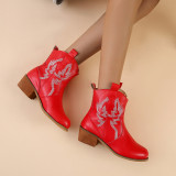 Oversized Women's Shoes Vintage Windmill Stitch Thick Heel Boots