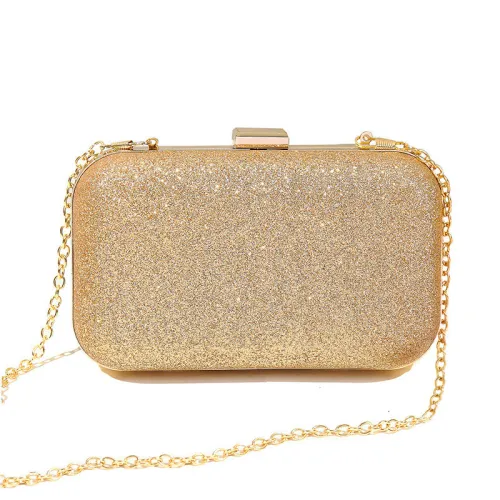Shiny powder frosted casual dinner bag in hand