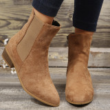 Oversized women's shoes, medium pile, pointed zipper, thick heel and ankle boots