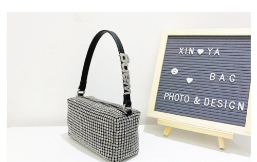 Large fashionable armpit bag full of diamonds portable messenger bag