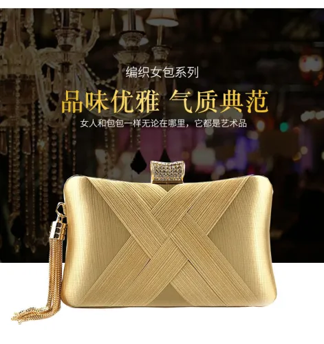 Dinner bag in hand, satin tassel bag, lady's evening bag