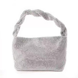 Dinner bag, diamond inlaid, hand knotted, rhinestone banquet bag, rhinestone bag, full of diamonds
