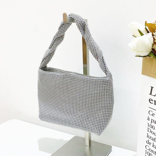 Dinner bag, diamond inlaid, hand knotted, rhinestone banquet bag, rhinestone bag, full of diamonds