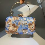 Embroidered handmade beaded dinner bag for ladies antique pearl dinner bag