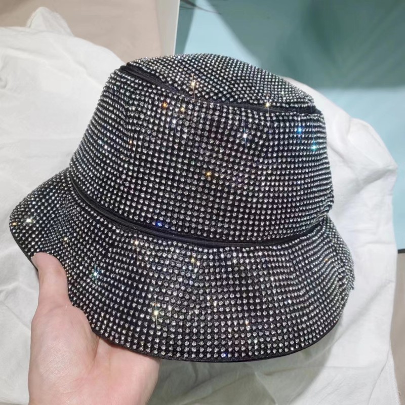 Handmade diamond inlaid hats, men's and women's wide brim, small fisherman's flat top sun visor