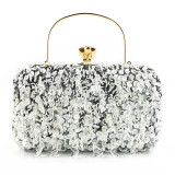 Hand held dinner bag Handmade double-sided beaded bag Shining bag Women's dinner bag