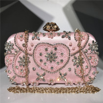 Hand held dinner bag Handmade beaded embroidery and diamond inlaid fashion women's bag with diagonal workmanship