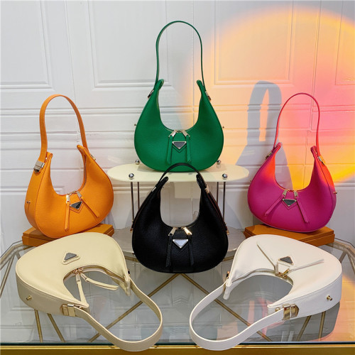 Vintage fashion handbag texture litchi pattern crescent bag simple armpit bag shoulder bag