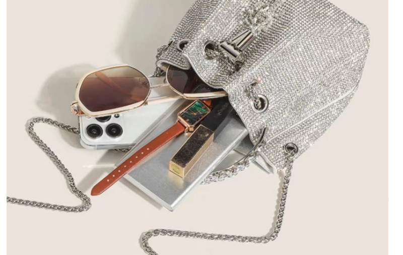 Texture flash diamond chain portable single shoulder messenger bag