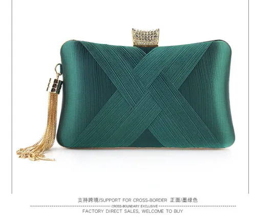 Dinner bag in hand, satin tassel bag, lady's evening bag
