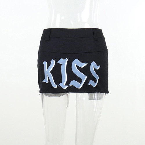 Lettering Street Fashion Skirt Design Pocket Low rise Sexy Hot Girl Skirt