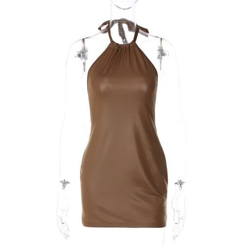 Sexy strapless sleeveless hip wrap dress