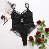 Funny Underwear Strap Hollow Lace Mesh Lace Backless Bodysuit