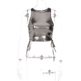 Fashion sexy side tie slim sleeveless bodice top