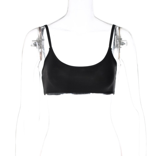 Fashionable sexy solid color slim open navel sling bra