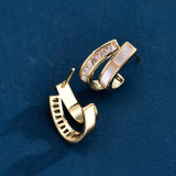 Luxury double layered irregular zircon shell earrings S925 silver needle earrings