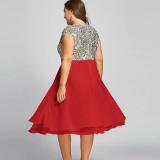 Oversize Dress Solid Chiffon Sequins Sleeveless Zipper Dress