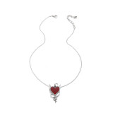 Heart shaped wing collarbone chain necklace female pendant small fox oil inlaid diamond lovely animal necklace