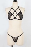 Sexy three-point lace perspective seductive strap cover