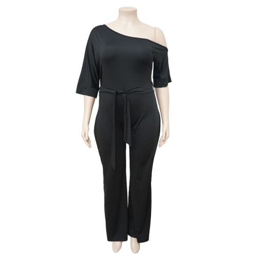 Oversize Women's Fashion Solid Shoulder Strap Jumpsuit Wide Leg Pants
