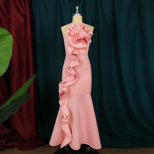 Dress Ruffle Occasion Prom Backless Sexy Sling Club Dress Long Dress