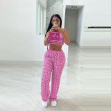 Sexy slim sleeveless vest high waist trousers casual sports suit