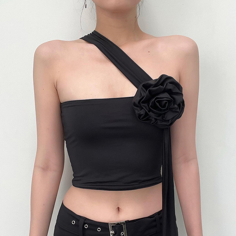 Three dimensional flower multi wear top temperament casual versatile bra vest