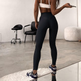 High-waist tight-fitting letter-printed shark trousers sports fitness fashion hip pants