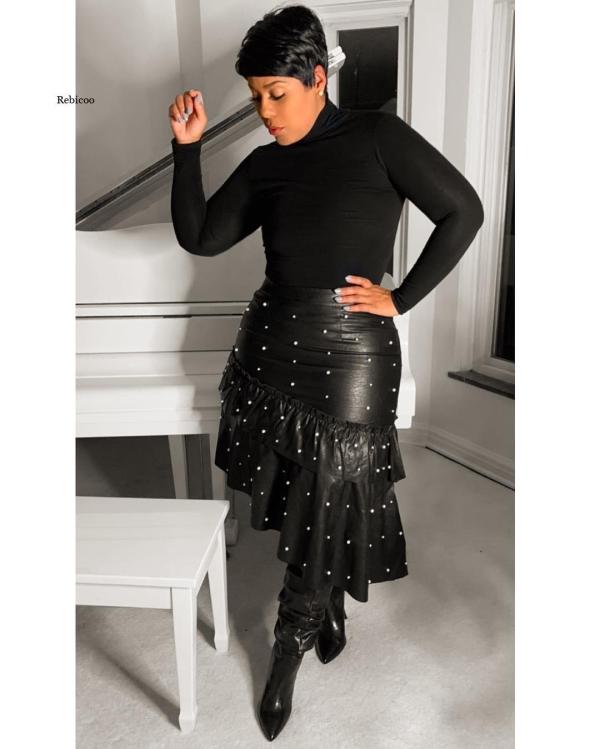 Beaded leather skirt