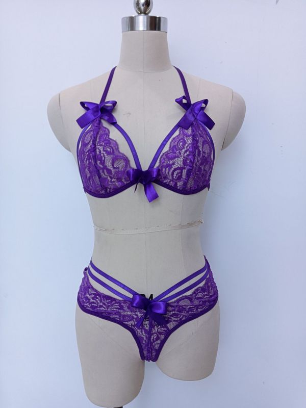 Funny lingerie set three-point bow lace sexy lingerie set
