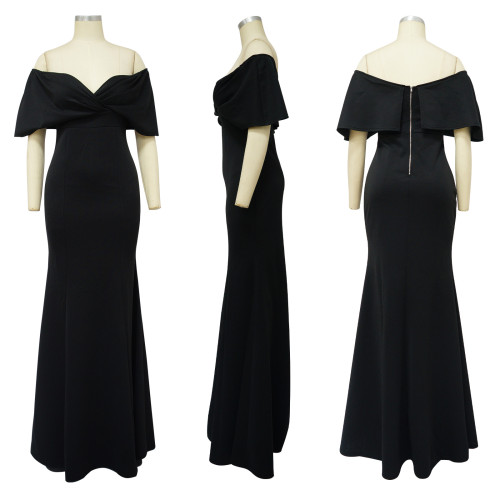 Dress sexy open back fishtail skirt large knitted dress skirt