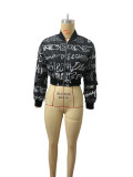 Fashion brand graffiti printed zippered cardigan long-sleeved jacket