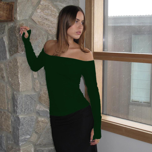 Solid color long-sleeved one-shoulder cut-out fashion jacket